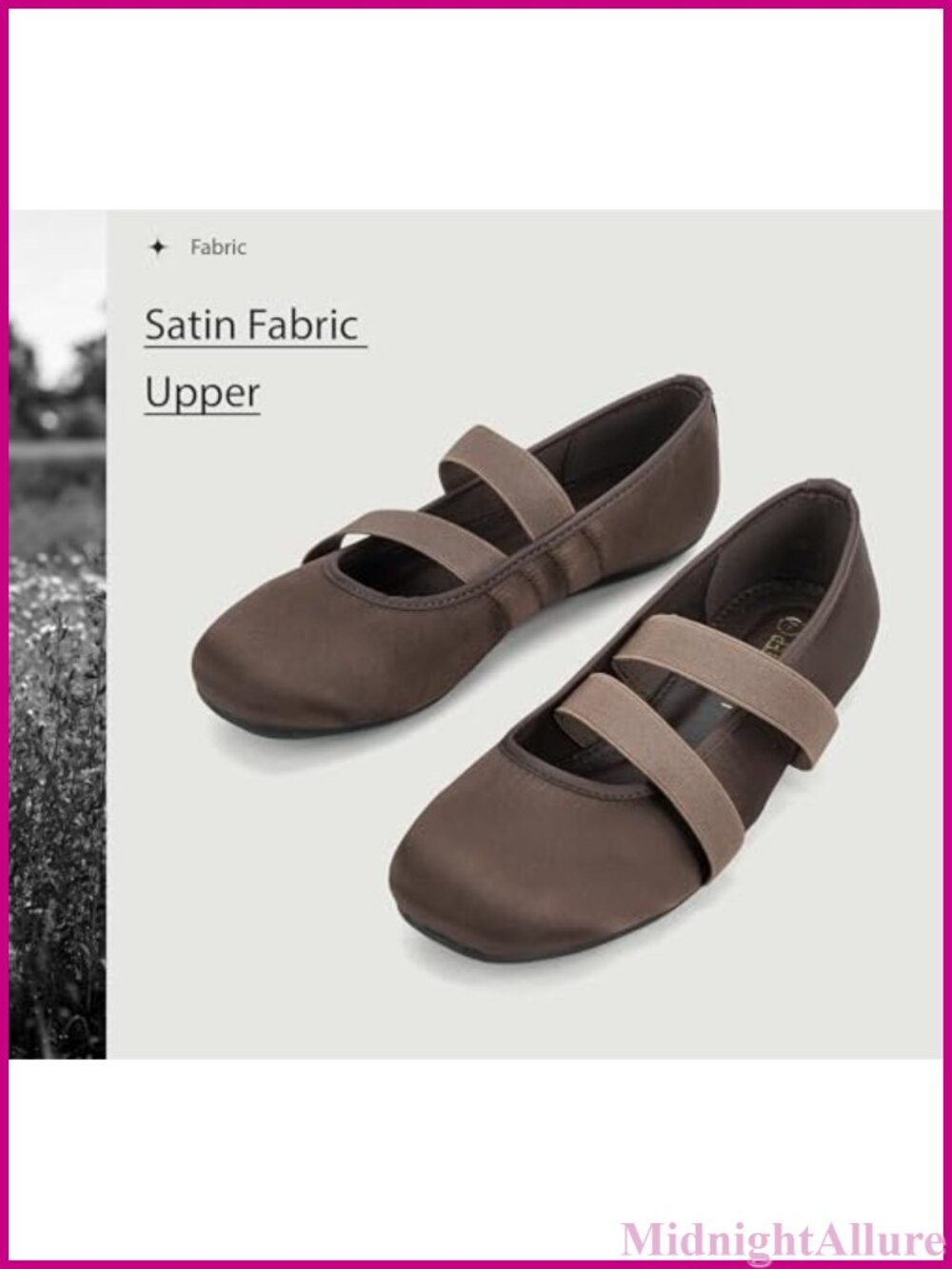 Mary Jane Flats Satin Elastic Strap Comfort Ballerina Shoes - Picture 3 of 6